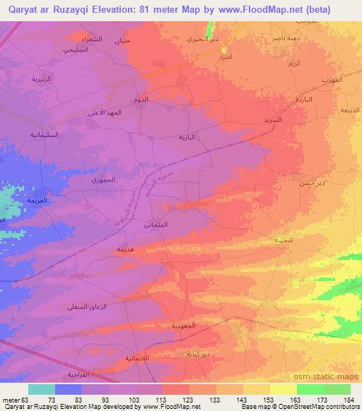 Qaryat ar Ruzayqi,Yemen Elevation Map
