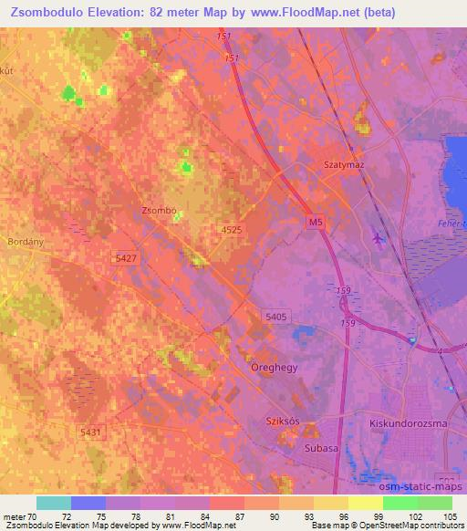 Zsombodulo,Hungary Elevation Map