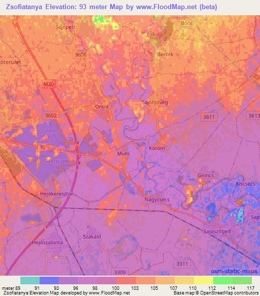 Zsofiatanya,Hungary Elevation Map
