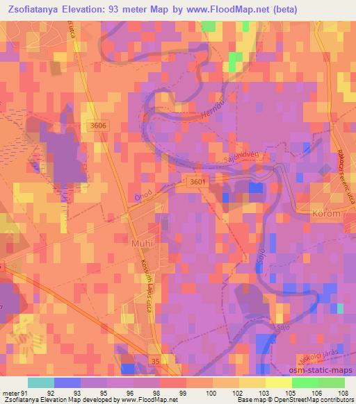 Zsofiatanya,Hungary Elevation Map