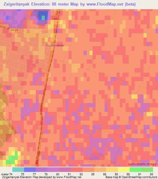 Zsigeritanyak,Hungary Elevation Map