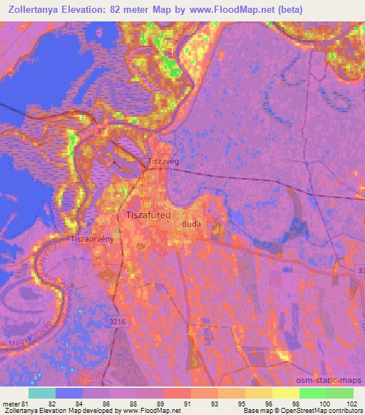 Zollertanya,Hungary Elevation Map