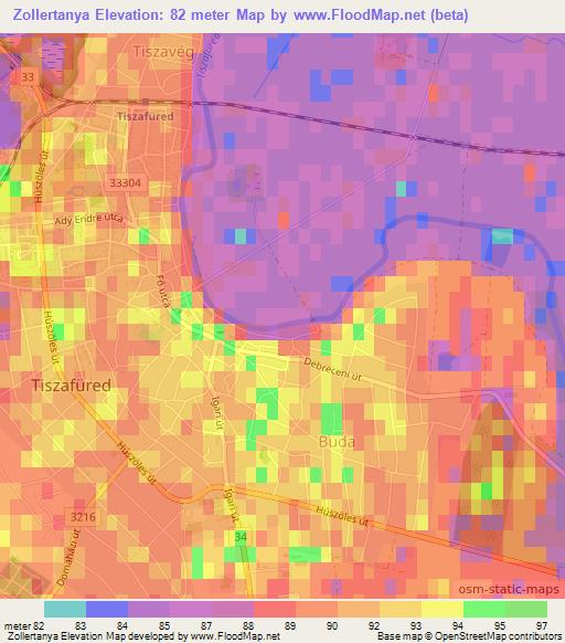 Zollertanya,Hungary Elevation Map