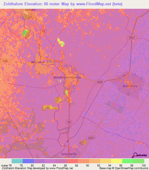 Zoldhalom,Hungary Elevation Map
