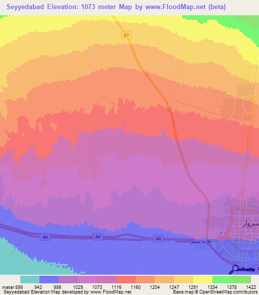 Seyyedabad,Iran Elevation Map