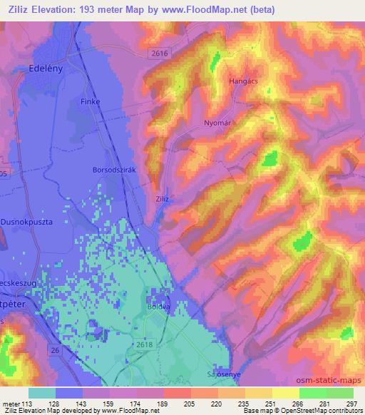 Ziliz,Hungary Elevation Map