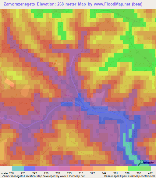 Zamorszenegeto,Hungary Elevation Map