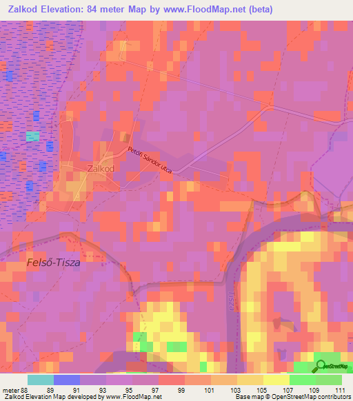 Zalkod,Hungary Elevation Map