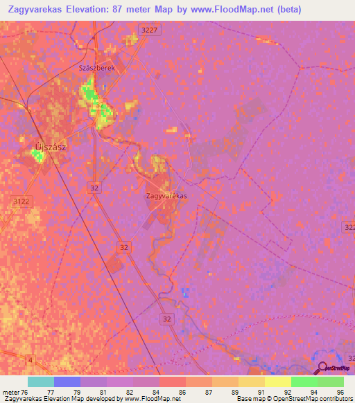 Zagyvarekas,Hungary Elevation Map