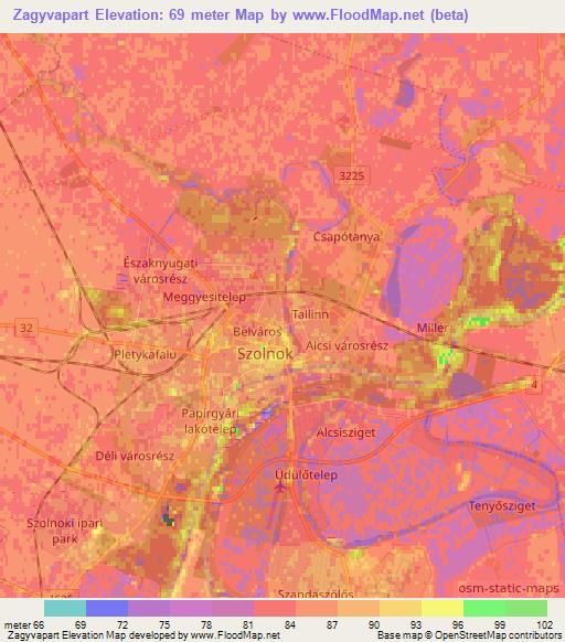 Zagyvapart,Hungary Elevation Map