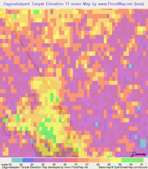 Zagyvabalparti Tanyak,Hungary Elevation Map