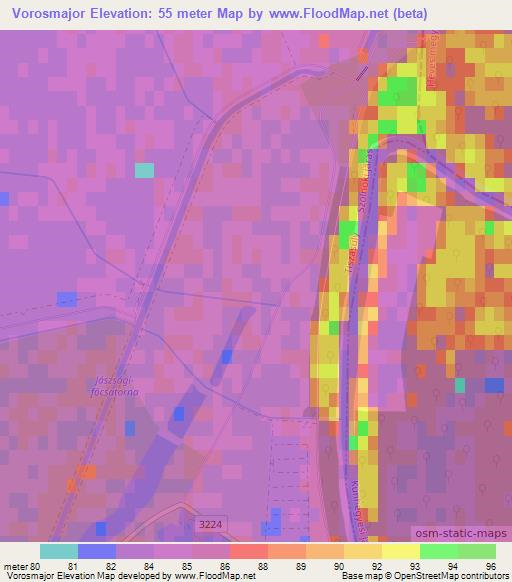 Vorosmajor,Hungary Elevation Map