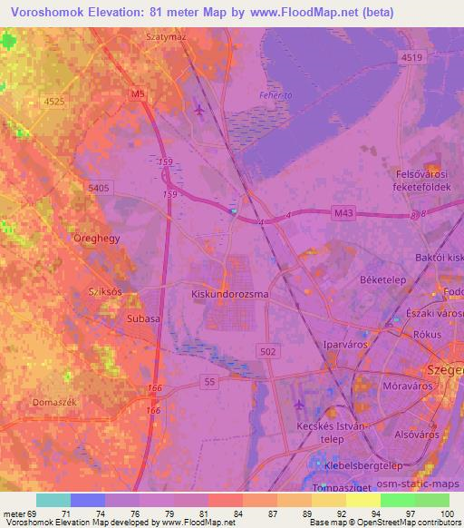 Voroshomok,Hungary Elevation Map