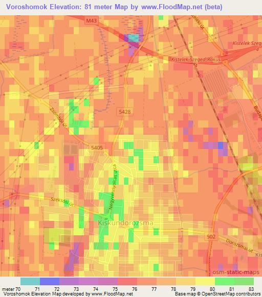 Voroshomok,Hungary Elevation Map