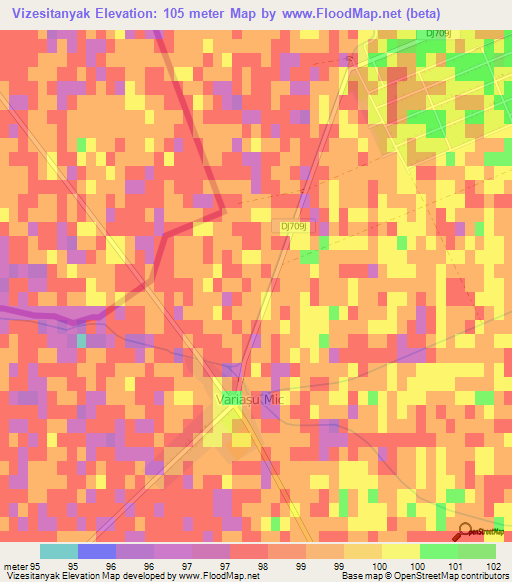Vizesitanyak,Hungary Elevation Map