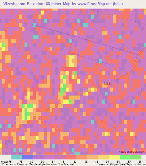 Vizesbanom,Hungary Elevation Map
