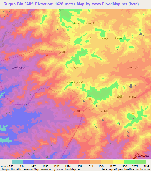 Ruqub Bin `Afifi,Yemen Elevation Map