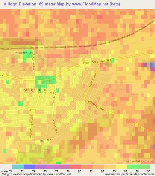 Villogo,Hungary Elevation Map