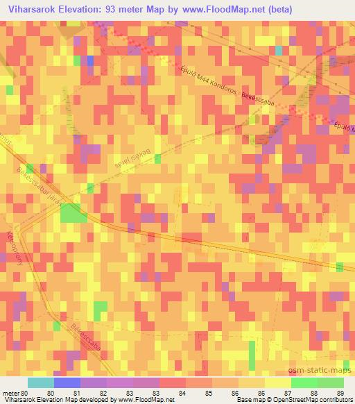 Viharsarok,Hungary Elevation Map