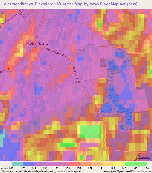 Viczmanditanya,Hungary Elevation Map