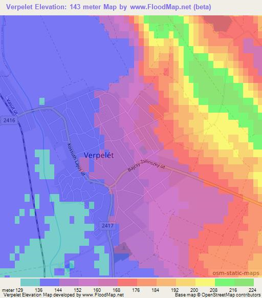 Verpelet,Hungary Elevation Map