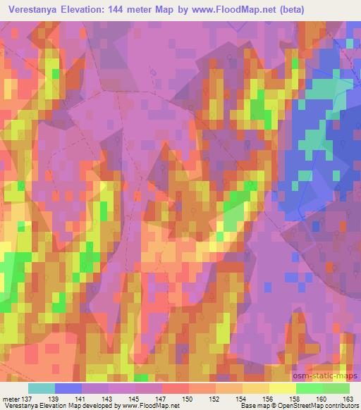 Verestanya,Hungary Elevation Map