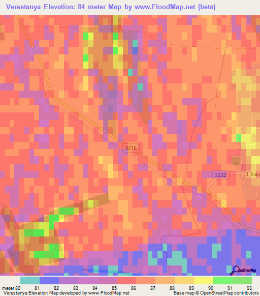 Verestanya,Hungary Elevation Map