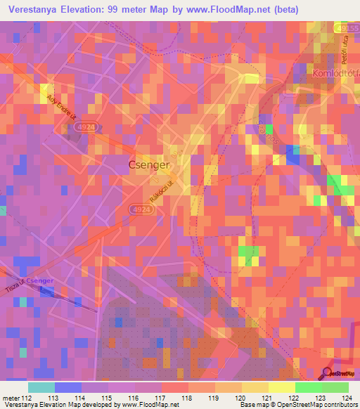 Verestanya,Hungary Elevation Map