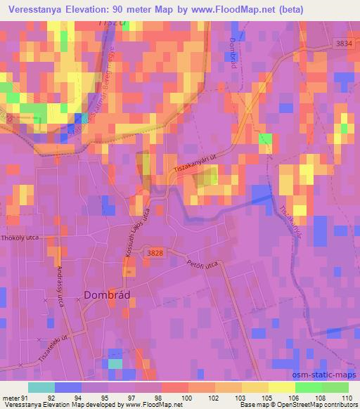 Veresstanya,Hungary Elevation Map