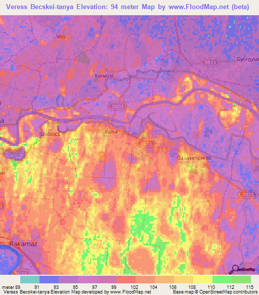 Veress Becskei-tanya,Hungary Elevation Map