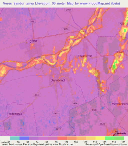 Veres Sandor-tanya,Hungary Elevation Map