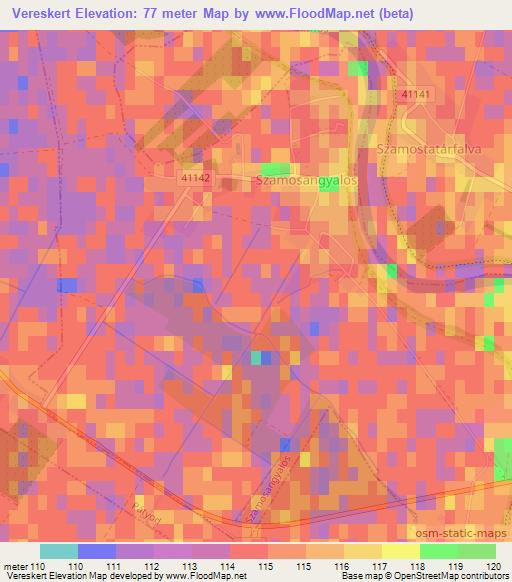 Vereskert,Hungary Elevation Map