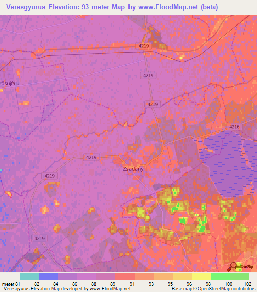 Veresgyurus,Hungary Elevation Map