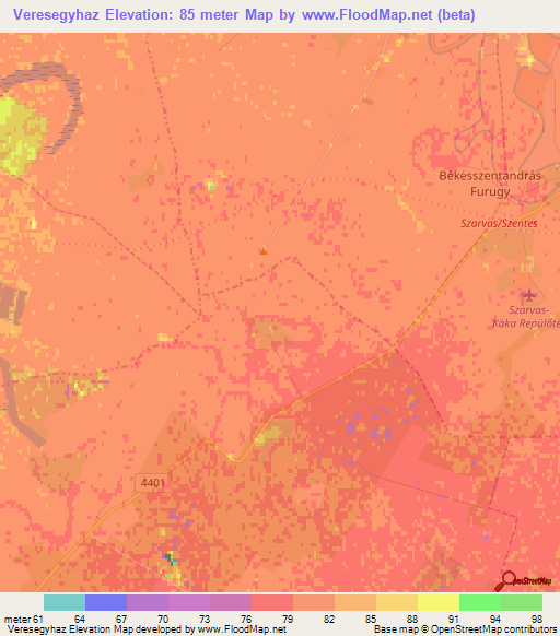 Veresegyhaz,Hungary Elevation Map