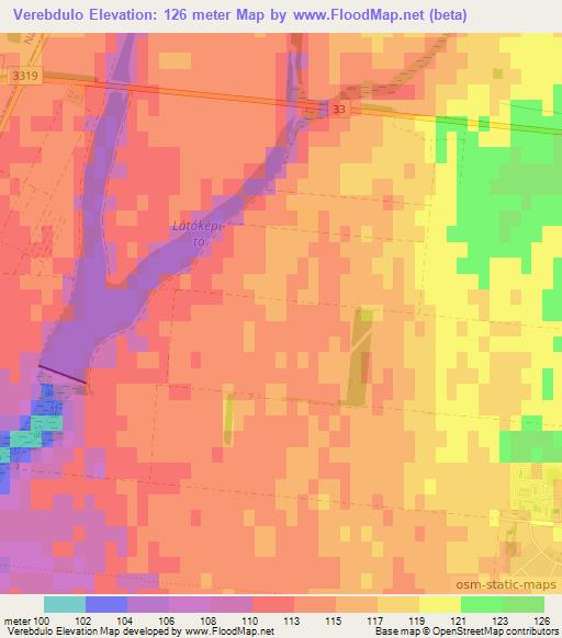 Verebdulo,Hungary Elevation Map