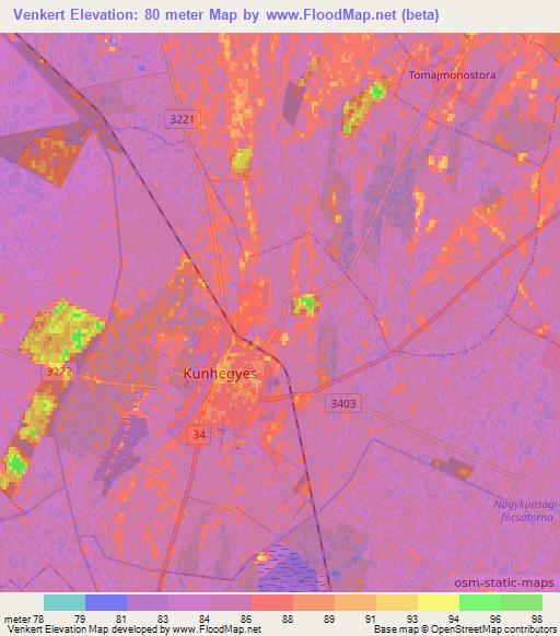 Venkert,Hungary Elevation Map