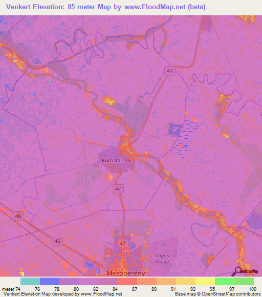 Venkert,Hungary Elevation Map