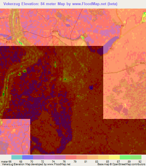 Vekerzug,Hungary Elevation Map