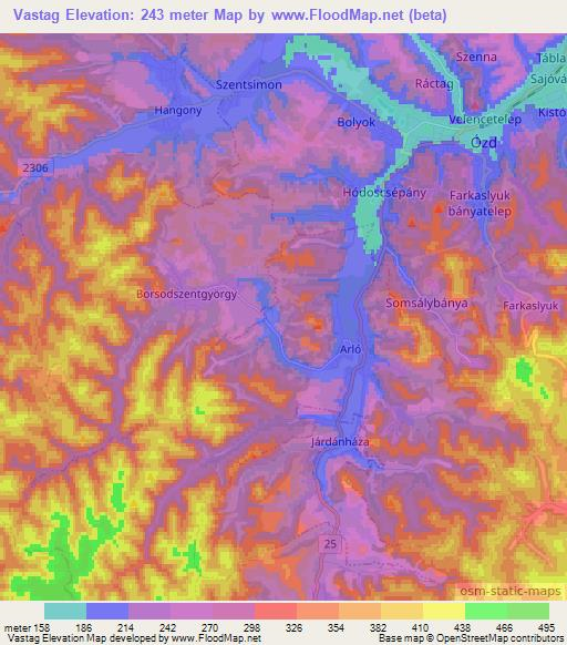 Vastag,Hungary Elevation Map