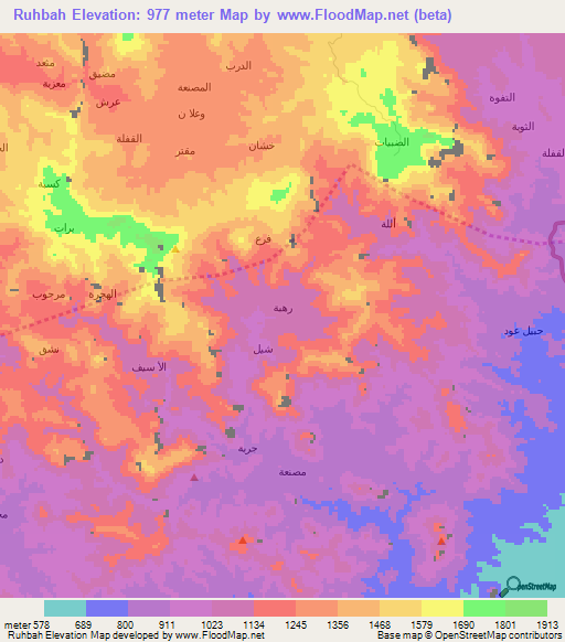 Ruhbah,Yemen Elevation Map