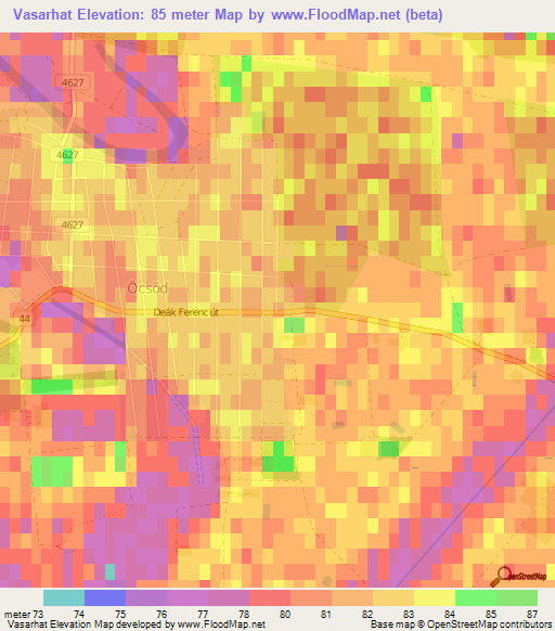 Vasarhat,Hungary Elevation Map