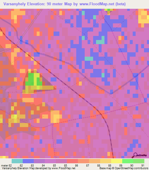 Varsanyhely,Hungary Elevation Map