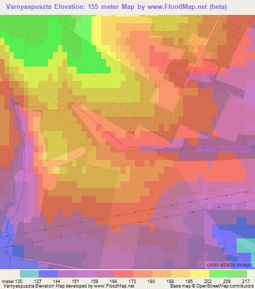 Varnyaspuszta,Hungary Elevation Map