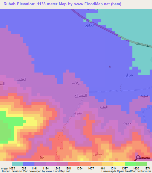 Ruhab,Yemen Elevation Map