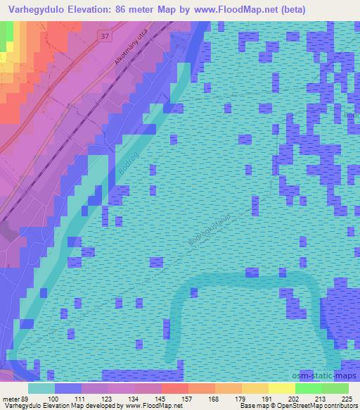 Varhegydulo,Hungary Elevation Map