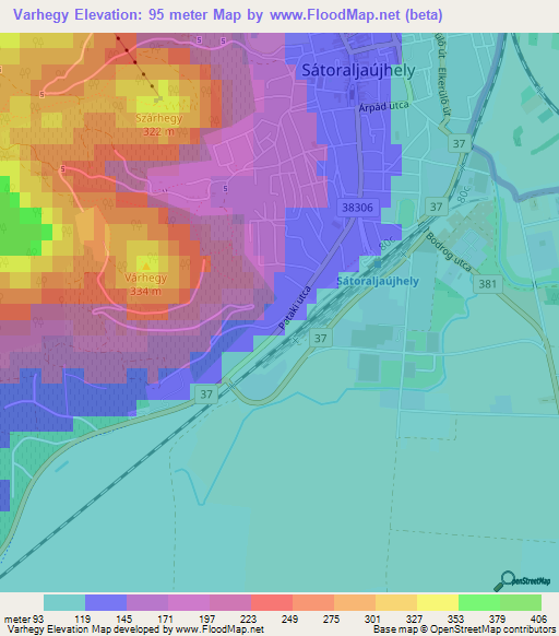Varhegy,Hungary Elevation Map