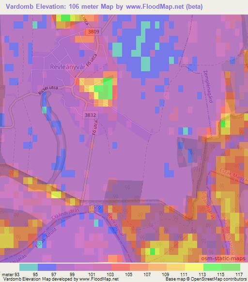 Vardomb,Hungary Elevation Map