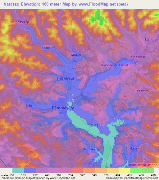 Varaszo,Hungary Elevation Map
