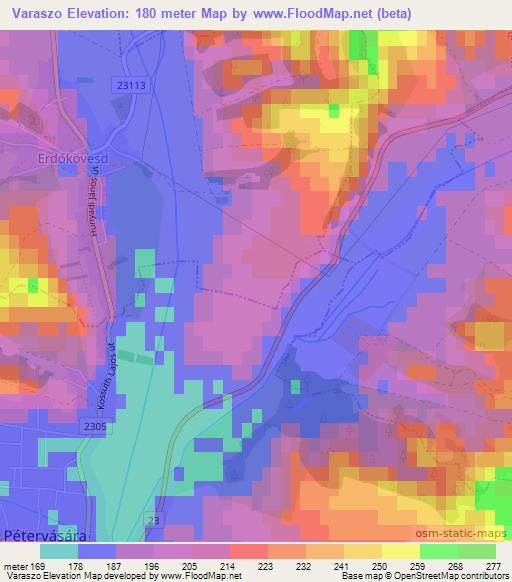 Varaszo,Hungary Elevation Map