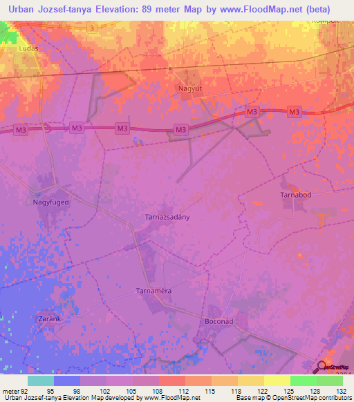 Urban Jozsef-tanya,Hungary Elevation Map